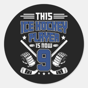 9th Birthday Ice Hockey Boy Nine Year Old Ice Hock Classic Round Sticker
