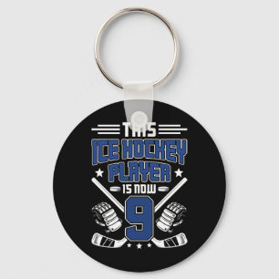 9th Birthday Ice Hockey Boy Nine Year Old Ice Hock Key Ring