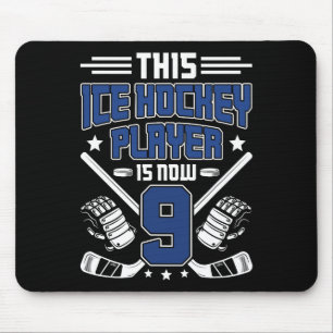 9th Birthday Ice Hockey Boy Nine Year Old Ice Hock Mouse Pad