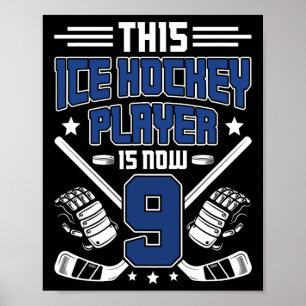 9th Birthday Ice Hockey Boy Nine Year Old Ice Hock Poster