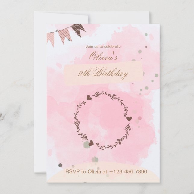 9th Birthday Invitation (Front)