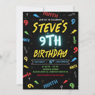 9th Birthday Invitation Party