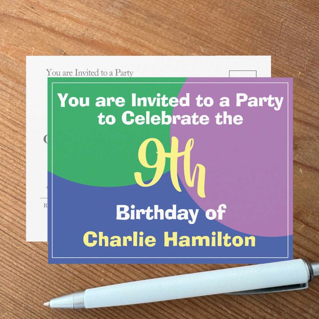 9th Birthday Invitation Postcard (Creator Uploaded)
