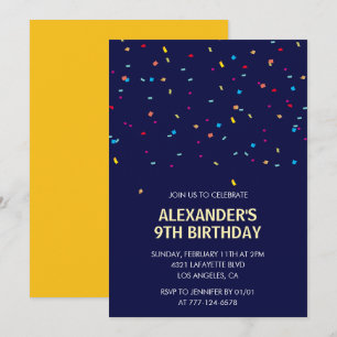 9th birthday invitations Boy Confetti Modern