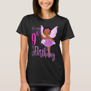 9th Birthday Kids Black Girl Magic Fairy Princess T-Shirt