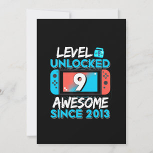 9th Birthday Level 9 Unlocked Video Gamer Invitation