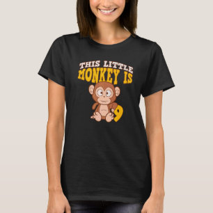 9th Birthday Monkey Happy Ninth Bday Ape Animal T-Shirt