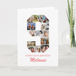 9th Birthday Number 9 Photo Collage Personalised Card