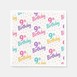 9th Birthday Paper Napkins, 9th Birthday Party Napkin