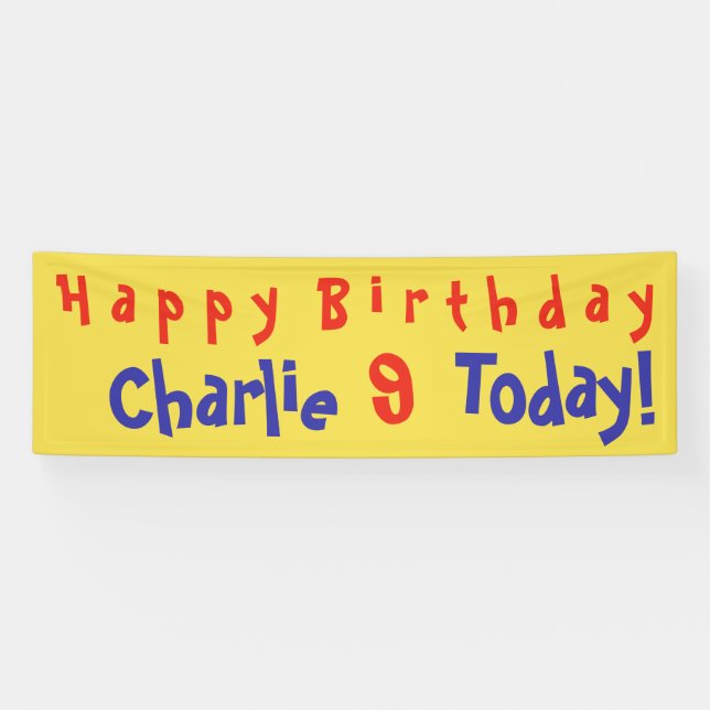 9th Birthday Party Banner with Name and Age (Horizontal)