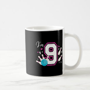 9th Birthday Party Bowling Girl Nine Year Old Bowl Coffee Mug
