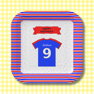 9th birthday party boys girls add name square paper plate