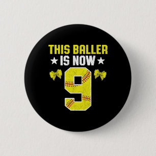 9th Birthday Party Softll Player This Ller Is Now 6 Cm Round Badge