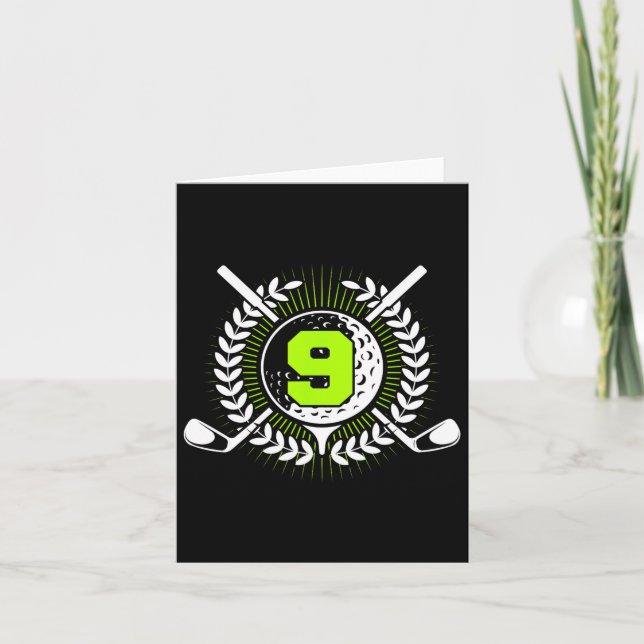 9th Birthday Party Sport Golf 9 Years Old For Kids Card (Front)