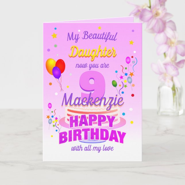 9th Birthday PINK  Card (Orchid)