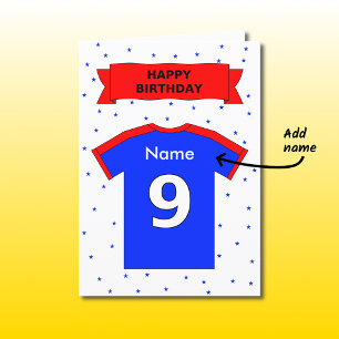 9th birthday red blue t-shirt add a name card