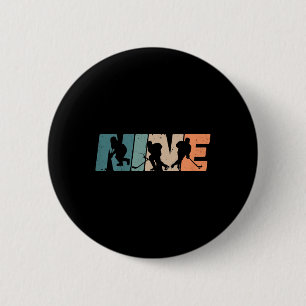 9th Birthday Retro Ice Hockey 9 Years Old Boy Girl 6 Cm Round Badge
