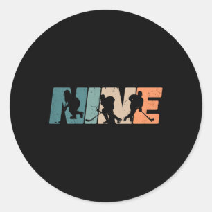 9th Birthday Retro Ice Hockey 9 Years Old Boy Girl Classic Round Sticker