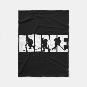 9th Birthday Retro Ice Hockey 9 Years Old Boy Girl Fleece Blanket