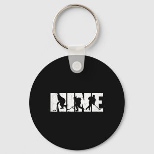 9th Birthday Retro Ice Hockey 9 Years Old Boy Girl Key Ring