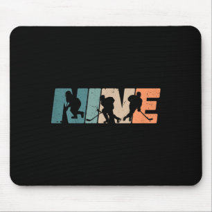 9th Birthday Retro Ice Hockey 9 Years Old Boy Girl Mouse Pad