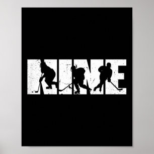 9th Birthday Retro Ice Hockey 9 Years Old Boy Girl Poster