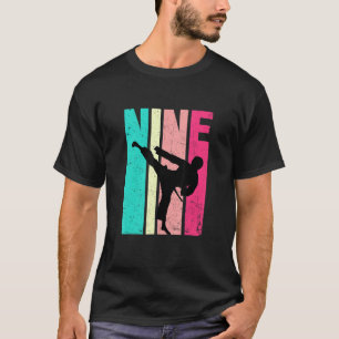 9th Birthday Retro Karate Taekwondo 9 Years Old Bi T-Shirt
