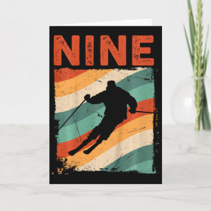 9th Birthday Retro Ski Skiing 9 Year Old Boys Girl Card