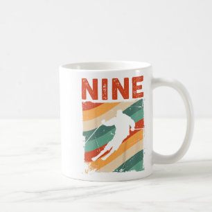 9th Birthday Retro Ski Skiing 9 Year Old Boys Girl Coffee Mug