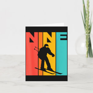 9th birthday retro skiing 9 year old boys birthday card