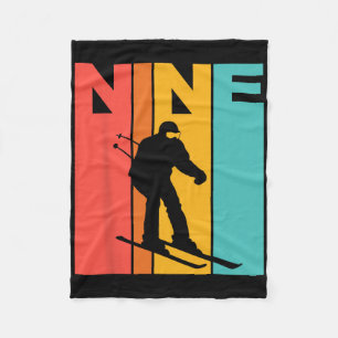 9th Birthday Retro Skiing 9 Year Old Boys Birthday Fleece Blanket