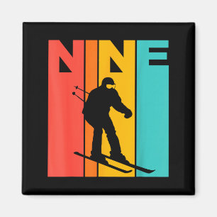 9th birthday retro skiing 9 year old boys birthday magnet