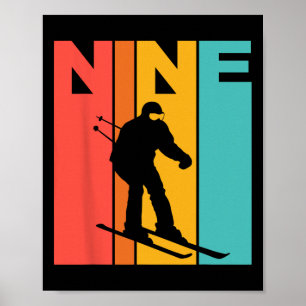 9th Birthday Retro Skiing 9 Year Old Boys Birthday Poster