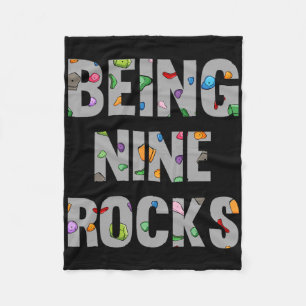9th Birthday Rock Climber 9 Year Old Being Nine Ro Fleece Blanket