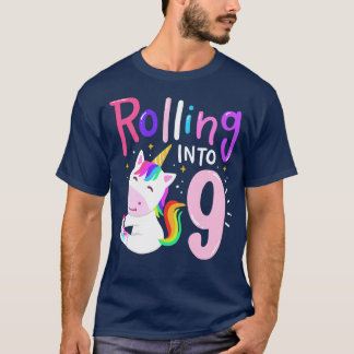 9th Birthday Roller Skate Unicorn T-Shirt