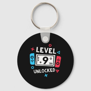 9th Birthday Shirt Boy Level 9 Unlocked Video Game Key Ring