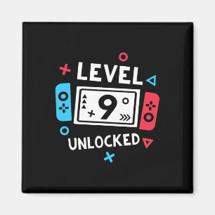 9th Birthday Shirt Boy Level 9 Unlocked Video Game Magnet