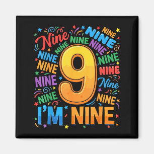 9th Birthday Shirt Boys 9yr 9 Nine Year Old Girls Magnet
