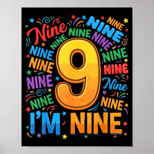 9th Birthday Shirt Boys 9yr 9 Nine Year Old Girls Poster