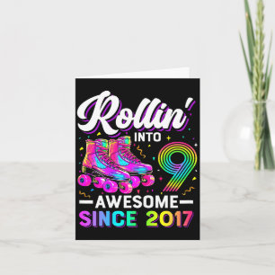 9th Birthday Shirt Girl Nine 9 Year Old Roller Ska Card