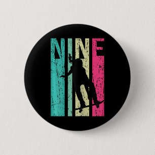 9th Birthday Skater Girl Skateboarding Skating 9 Y 6 Cm Round Badge