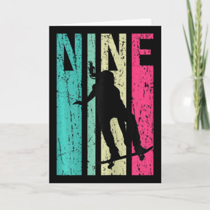 9th Birthday Skater Girl Skateboarding Skating 9 Y Card