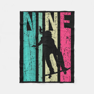 9th Birthday Skater Girl Skateboarding Skating 9 Y Fleece Blanket