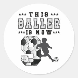 9th Birthday Soccer Boy Nine Year Old Soccer Playe Classic Round Sticker