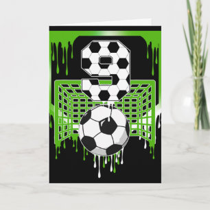 9th Birthday Soccer Ice Cream Drip 9 Year Old Part Card