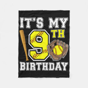 9th Birthday Softll Girl 9 Year Old Softll Player  Fleece Blanket