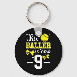 9th Birthday Softll Girl Nine Year Old Softll Play Key Ring