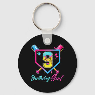 9th Birthday Softll Ice Cream Drip 9 Year Old Bday Key Ring