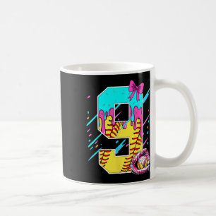 9th Birthday Softll Ice Cream Drip Bow 9 Years Kid Coffee Mug