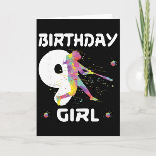 9th Birthday Softll Nine 9 Year Old Girl  Card